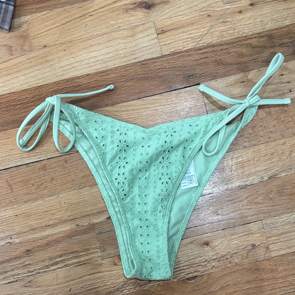 Hollister Light Green Eyelet Bikini Bottom